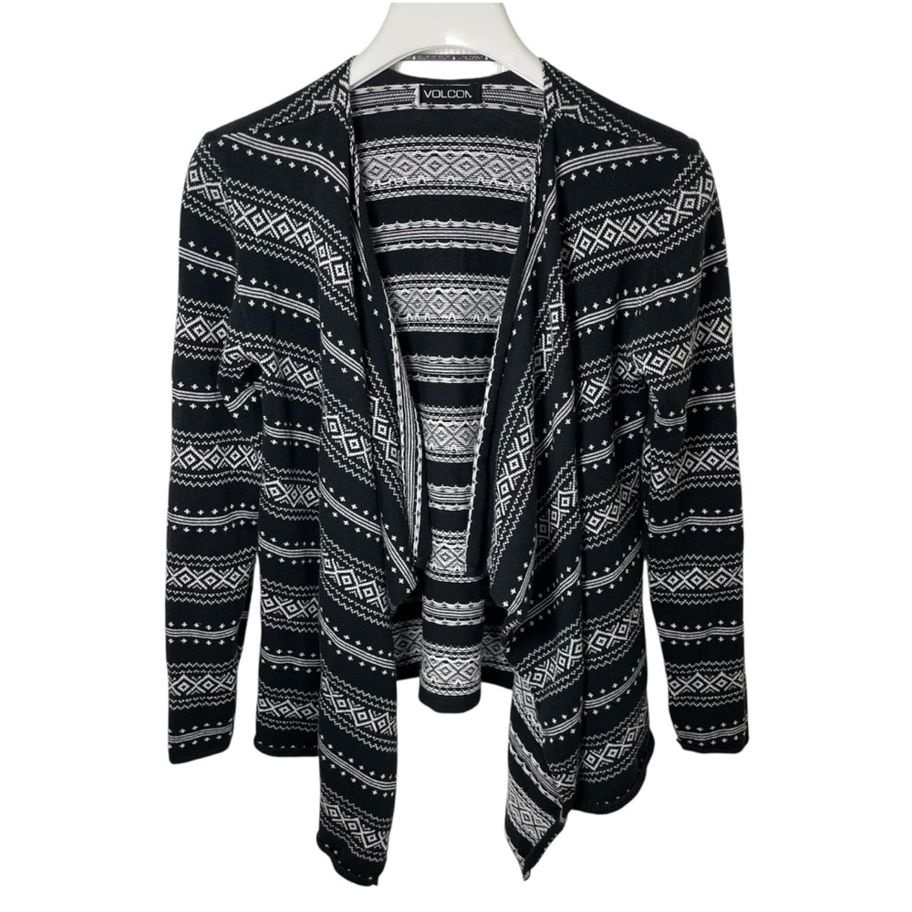 Volcom Black and White Patterned Cardigan, XS/S